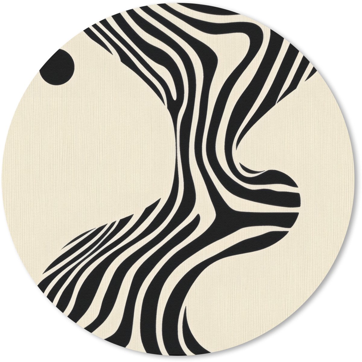 Muismat rond 30x30 cm - Mousepad Beige - Lijnen - Golvend - Abstract - Ronde muismatten