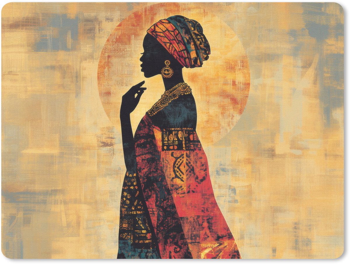 Muismat 23x19 cm - Mousepad Vrouw - Silhouet - Patronen - Sierlijk - Muismatten