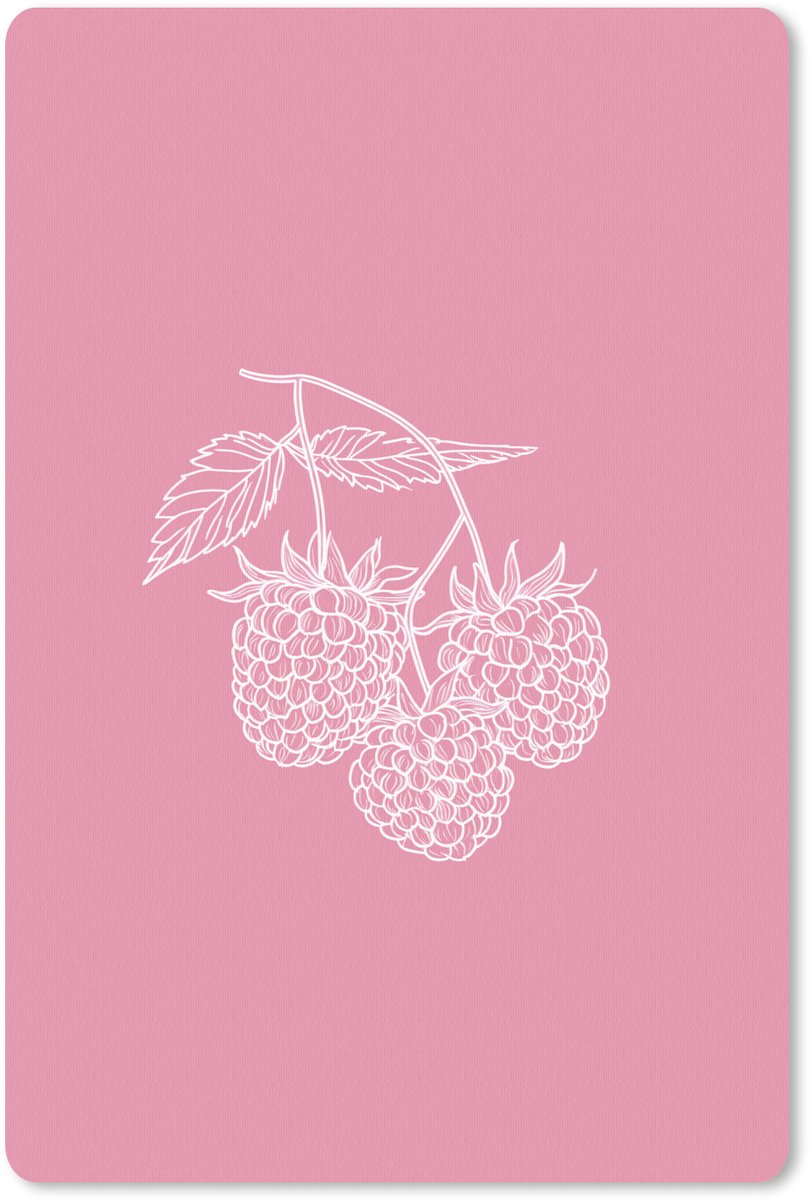Muismat 18x27 cm - Mousepad Frambozen - Steel - Getekend - Roze - Muismatten