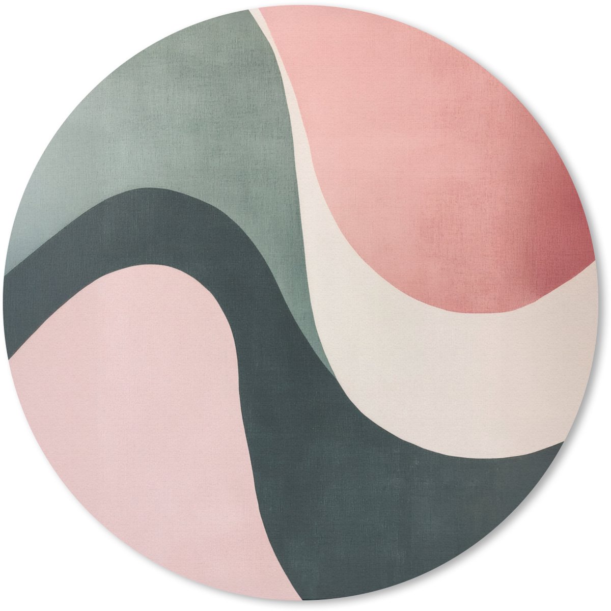 Muismat rond 20x20 cm - Mousepad Abstract - Golven - Sierlijk - Roze - Ronde muismatten