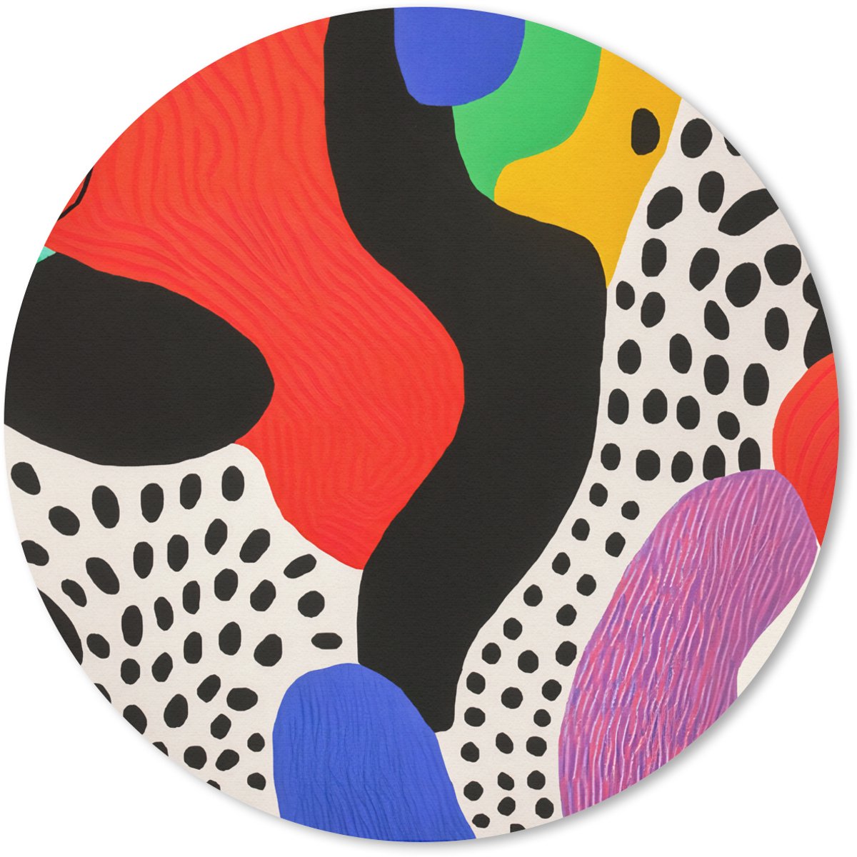 Muismat rond 50x50 cm - Mousepad Abstract - Vormen - Kleuren - Stippen - Ronde muismatten