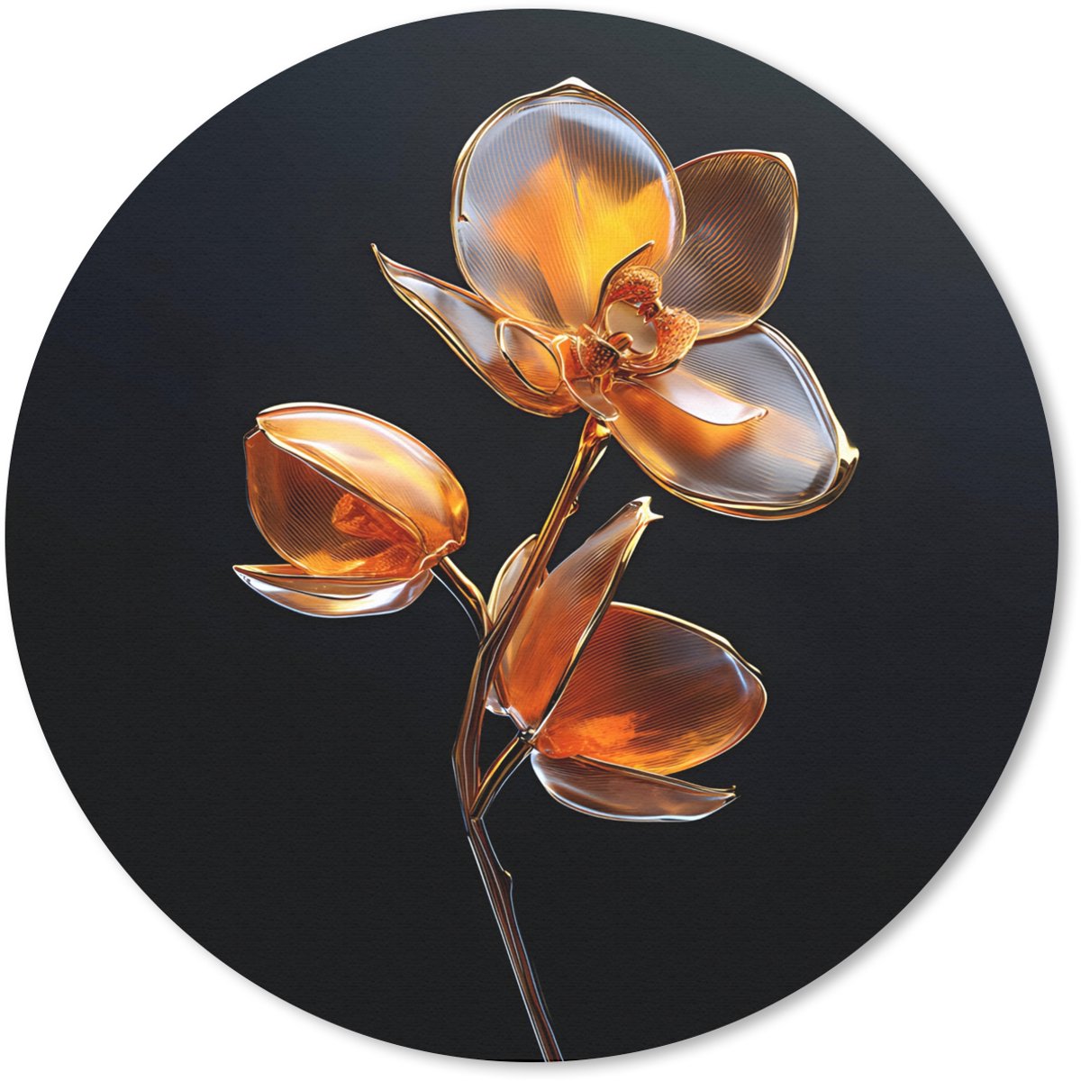 Muismat rond 20x20 cm - Mousepad Bloem - Orchidee - Oranje - Ronde muismatten