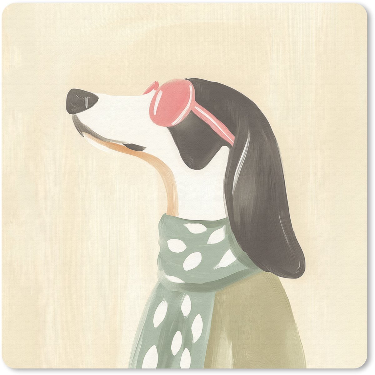 Muismat 20x20 cm - Mousepad Hond - Zonnebril - Sjaal - Muismatten