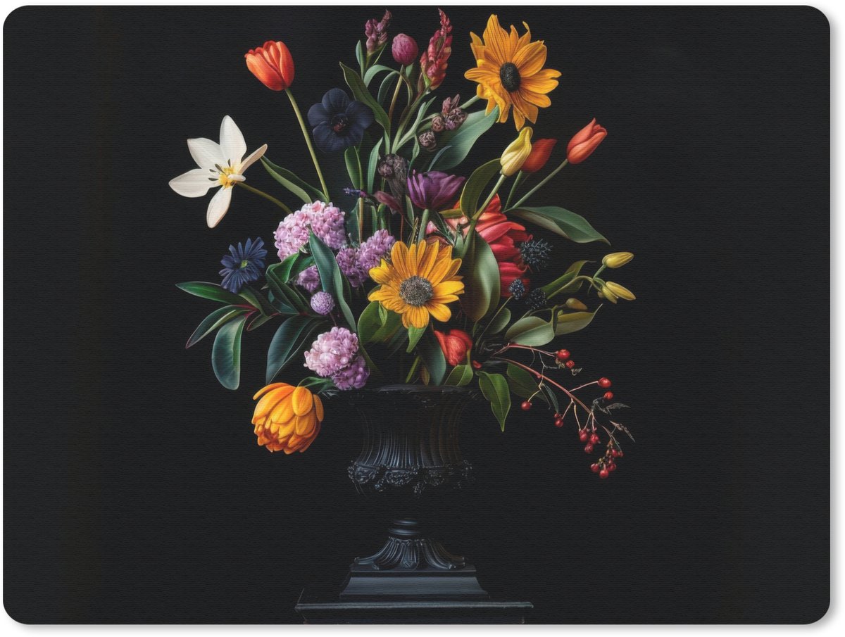 Muismat 23x19 cm - Mousepad Zonnebloemen - Boeket - Kleurrijk - Muismatten