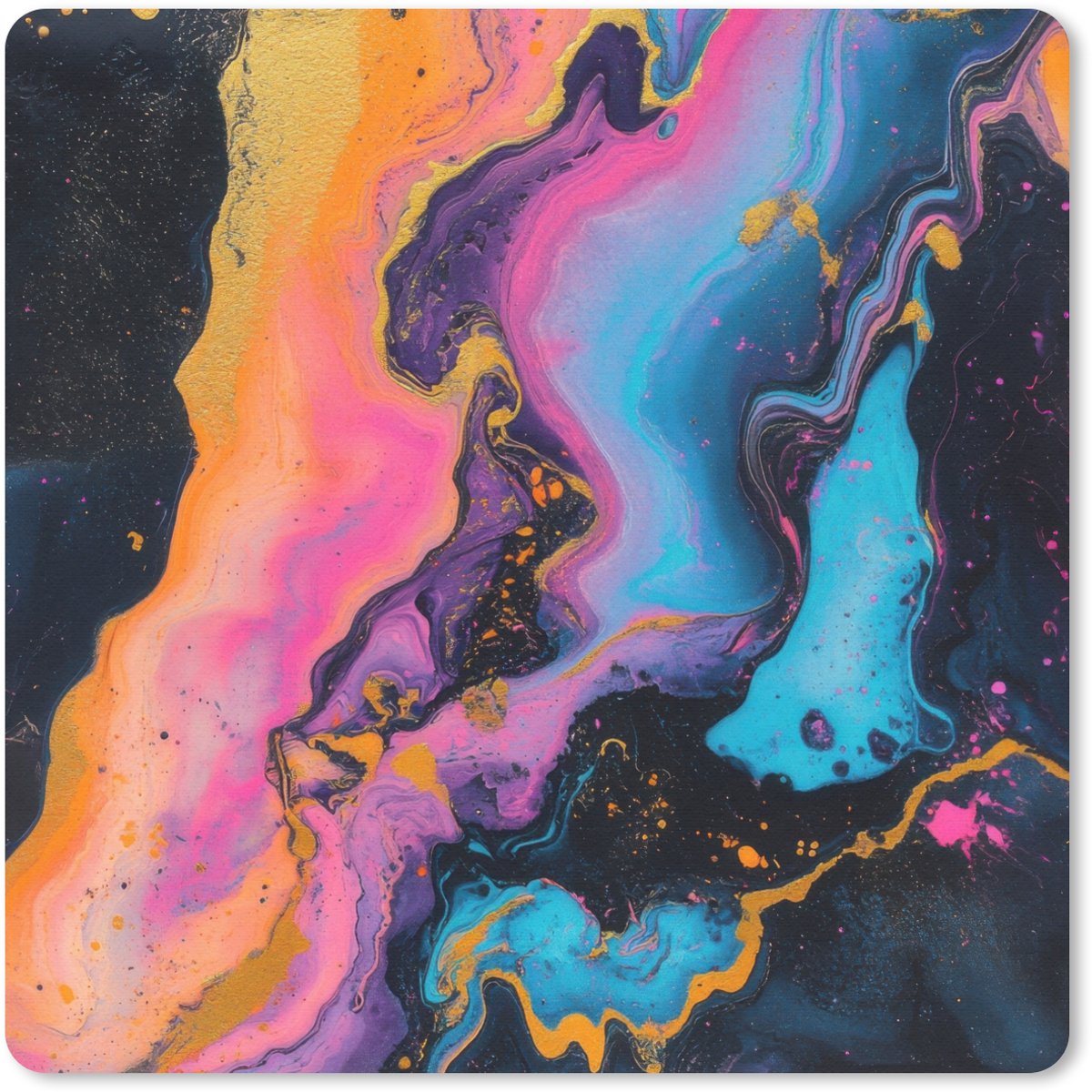 Muismat 30x30 cm - Mousepad Modern - Marmer print - Oranje - Muismatten