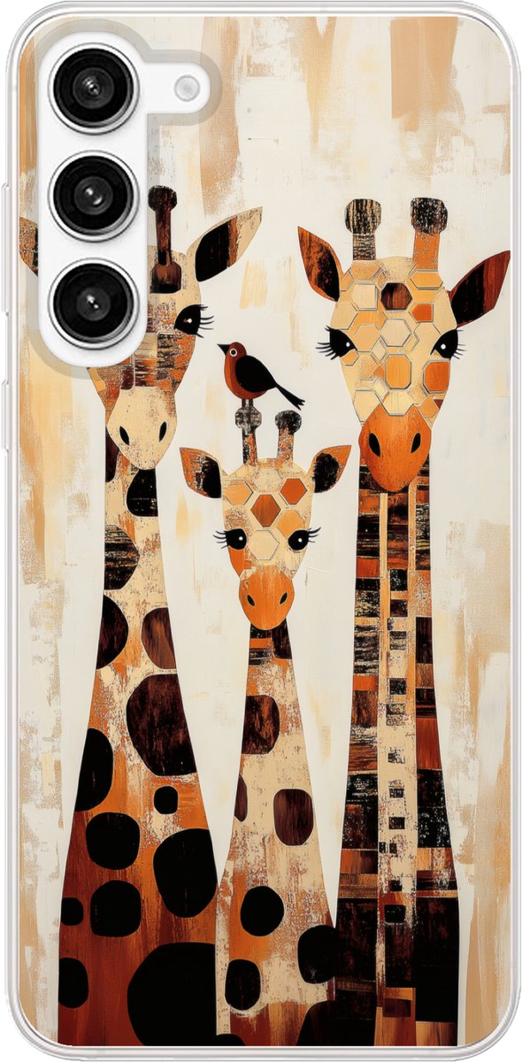 Telefoonhoesje Geschikt voor Samsung Galaxy S23 Plus hoesje - Giraffen - Cartoon - Crème - Siliconen Telefoonhoesje Telefoonhoesje