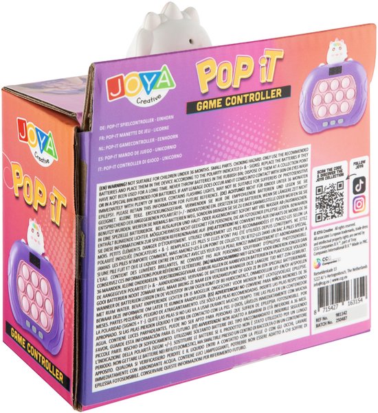 Joya Creative Pop It Manette de jeu Unicorn - 999 niveaux - Avec lumière et son - Jouet Fidget - Affichage numérique - Jouets Montessori - Jouets anti-stress - Jouets de voyage - Pop ou Flop