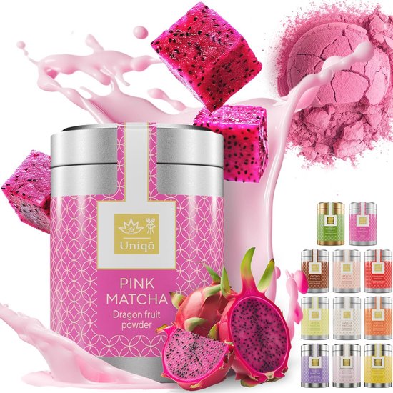 Pink Matcha Tea Powder - Ideal for Drinking Ice Cream Latte Shakes, Baking or Cooking Dragon Fruit Powder - 100% Natural Canned Pitaya Powder Superfood