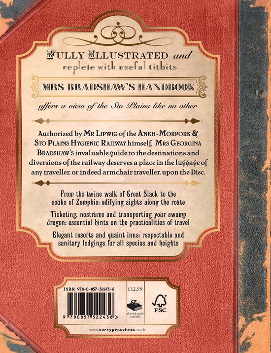 Boekpagina met tekst: "FULLY ILLUSTRATED and replete with useful titbits MRS BRADSHAW'S HANDBOOK offers a view of the Sto Plains like no other".