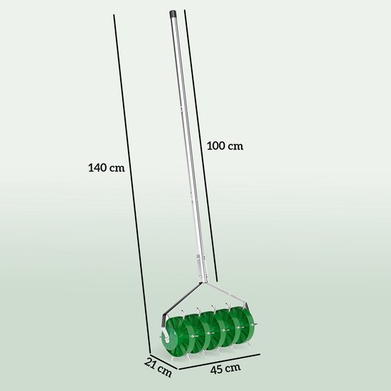Gazonbeluchter Verticuteerder 45cm Breed met 30 Stalen Spikes -Groen van Vounot — afbeelding 5