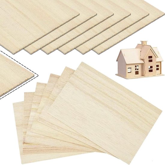 Set van 12 houten platen, houten bladeren, balsa, houten plank, knutselen, hout, cricut 150 x 150 x 3 mm, voor modelbouw, modelbouw, knutselen, laserbrandgravure, hout voor lasersnijden, graveren