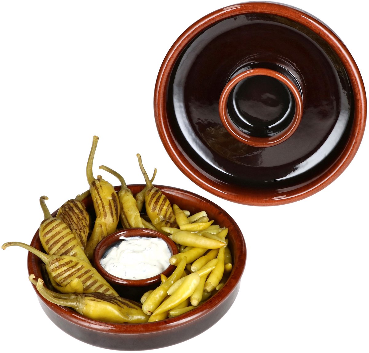 Set van 2 JUEGO tapasschalen van klei Ø 17cm donkerbruin - 240733.4