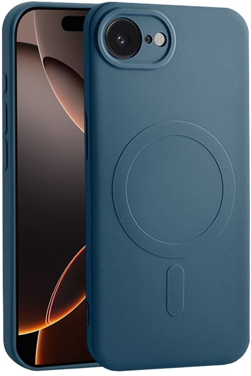 Casify Siliconen Hoesje geschikt voor MagSafe iPhone 17e / 16e Hoesje - Blauw
