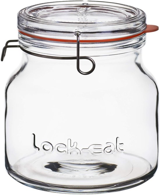 Bormioli 1,5 l weckpot met deksel, lockeat, draadbeugelglas met rubberen afdichting, weckpot met beugelsluiting, voorraadpot, inmaakpot, vaatwasmachinebestendig Einmachglas 1,5 L transparant