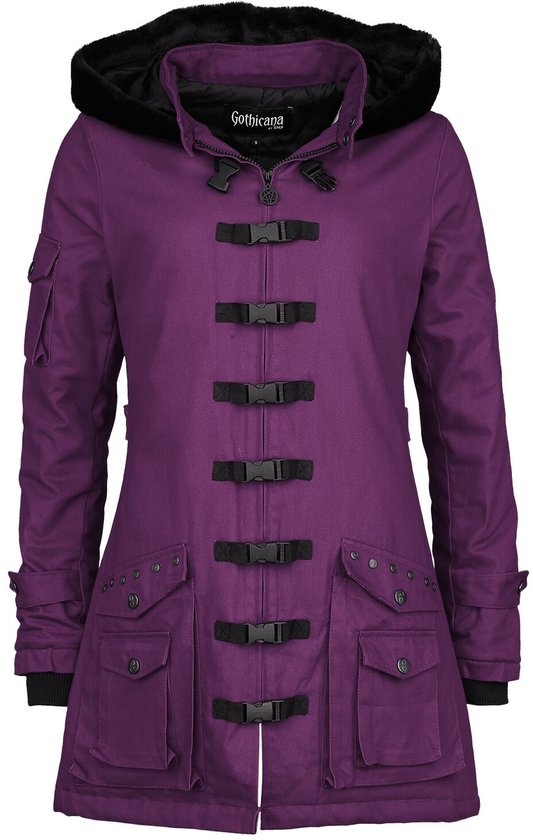 Veste Longue Femme VIA - 100% Laine - Violet - Taille 2 - Occasion Très Bon état