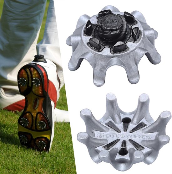 14 stuks - Golfschoen spikes - Zachte quick-spin spikes - Vervangende noppen voor golfschoen spikes - Grijs - Zwart - 2.5*1 cm - Geschikt voor golfschoenen van Merkloos — afbeelding 4