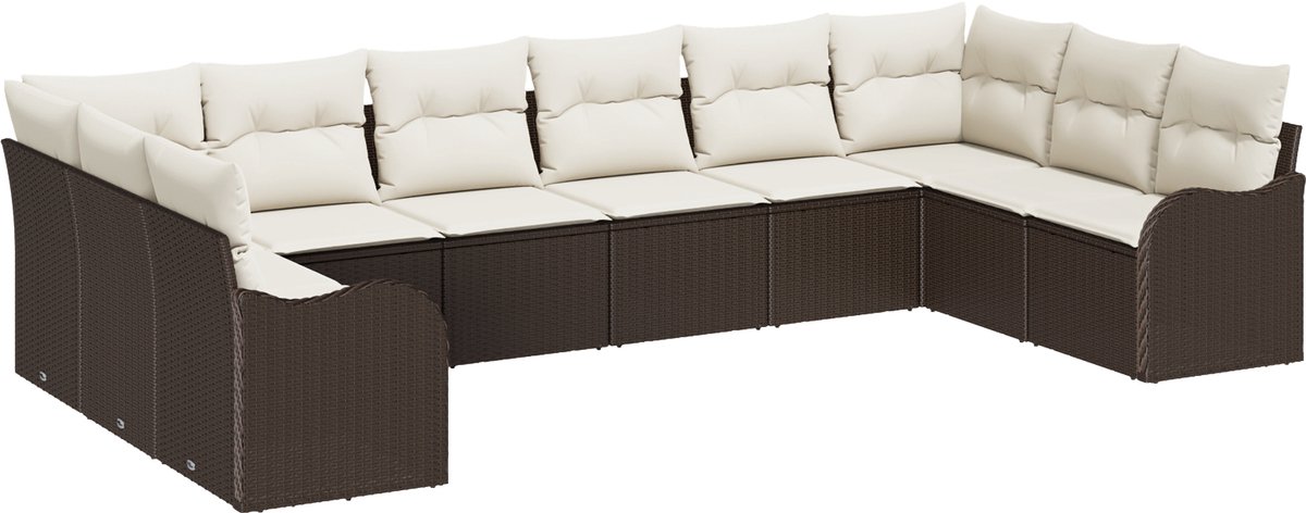 vidaXL Tuinbank - Set - 10,0 - st - Bruin - 344 - x - 177,5 - x - 85 - cm - poly - rattan