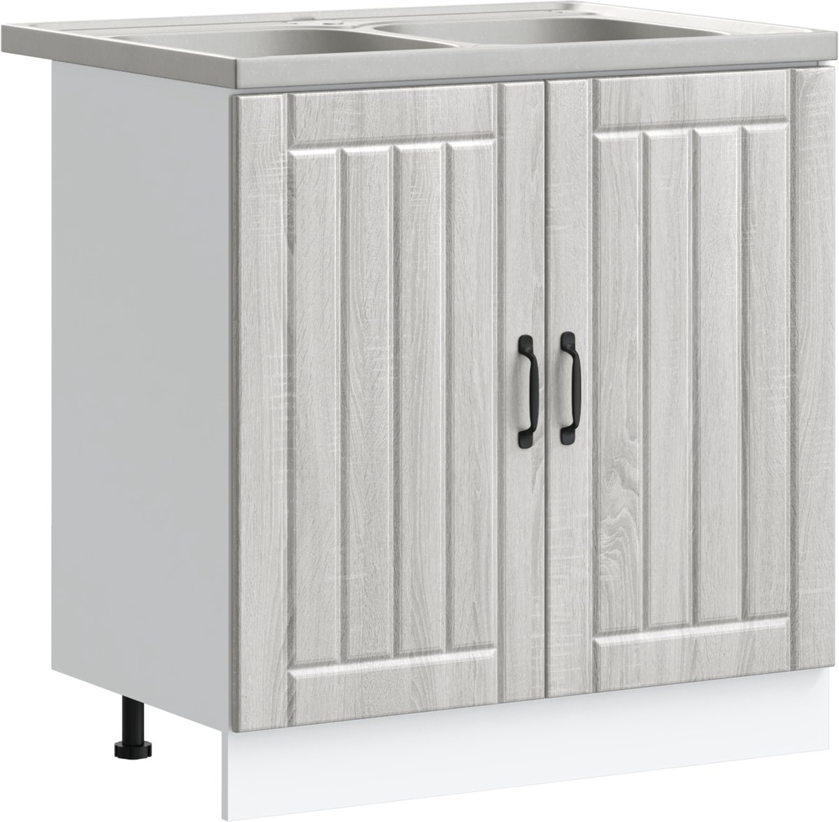 vidaXL - Waskompkast - met - opslag - Lucca - 2 - pcs - Grijs - Sonoma - Bewerkt - hout