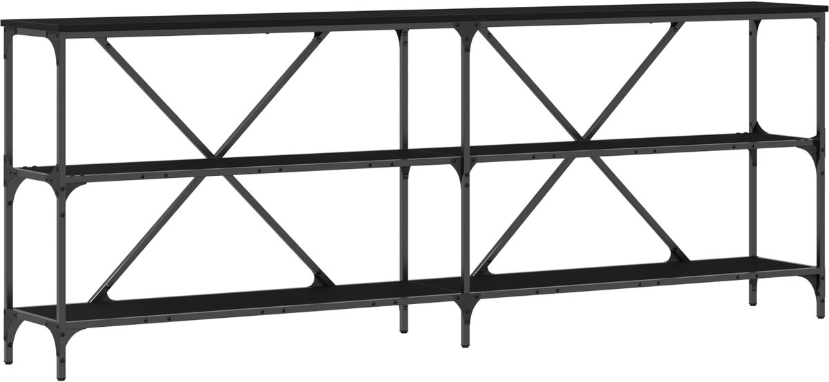 vidaXL Wandtafel - Zwart - Eiken - 200 - x - 30 - x - 75 - cm - Bewerkt - hout Zwart eiken
