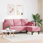 Bol.com vidaXL - 3-Zits - Sofa - met - Chaise - L-vormig - Lichtroze - 160 - cm - Fluweel aanbieding