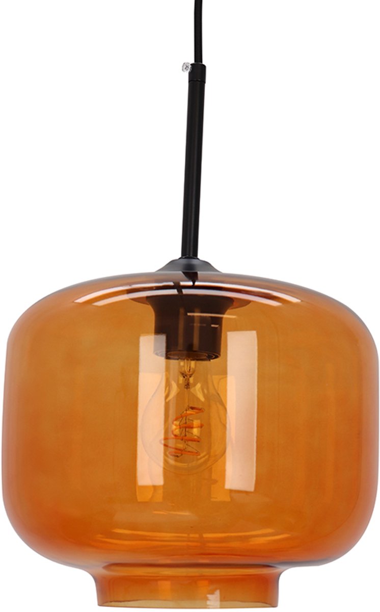 Olucia - ANNIEK - Hanglamp - Oranje / Zwart - 3L - Vorm: Rond