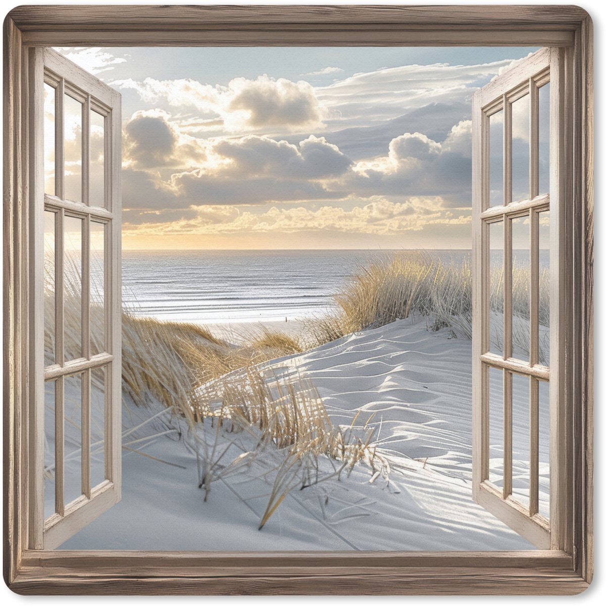 Muismat 20x20 cm - Mousepad Doorkijk - Strand - Duinen - Zee - Natuur - Muismatten