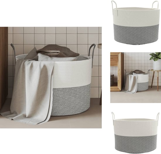 vidaXL Opbergmand 38x46 cm katoen bruin en wit