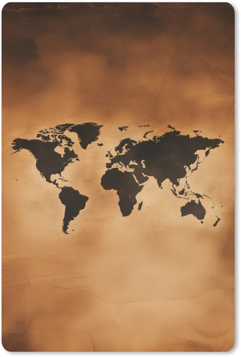 Muismat 18x27 cm - Mousepad Wereldkaart - Bruin - Kaart - Muismatten