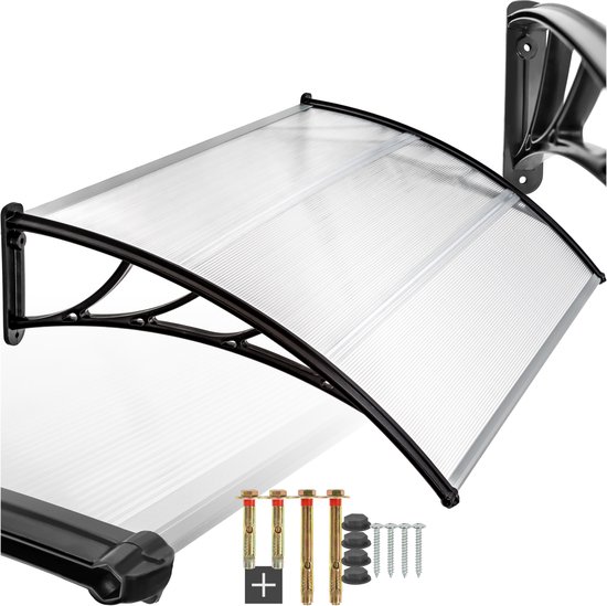 Foto: Tectake deurluifel voordeurluifel afdak deurluifel polycarbonaat 150 cm breed 150 x 93 cm nr 401265 