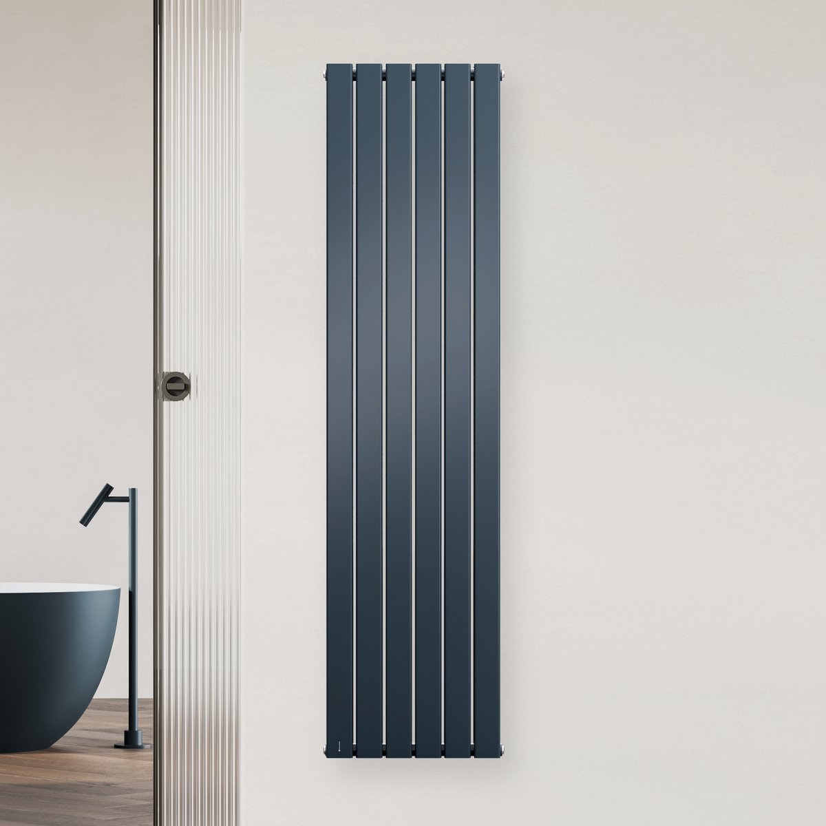 Blumfeldt Heizkörper Middenaansluiting - 1364 W Wandverwarming Met Centrale ½''-Aansluiting, Modern Ontwerp, Energiebesparend, Voor Warmwater- & Stadsverwarmingssystemen, 180x45 cm, Antraciet