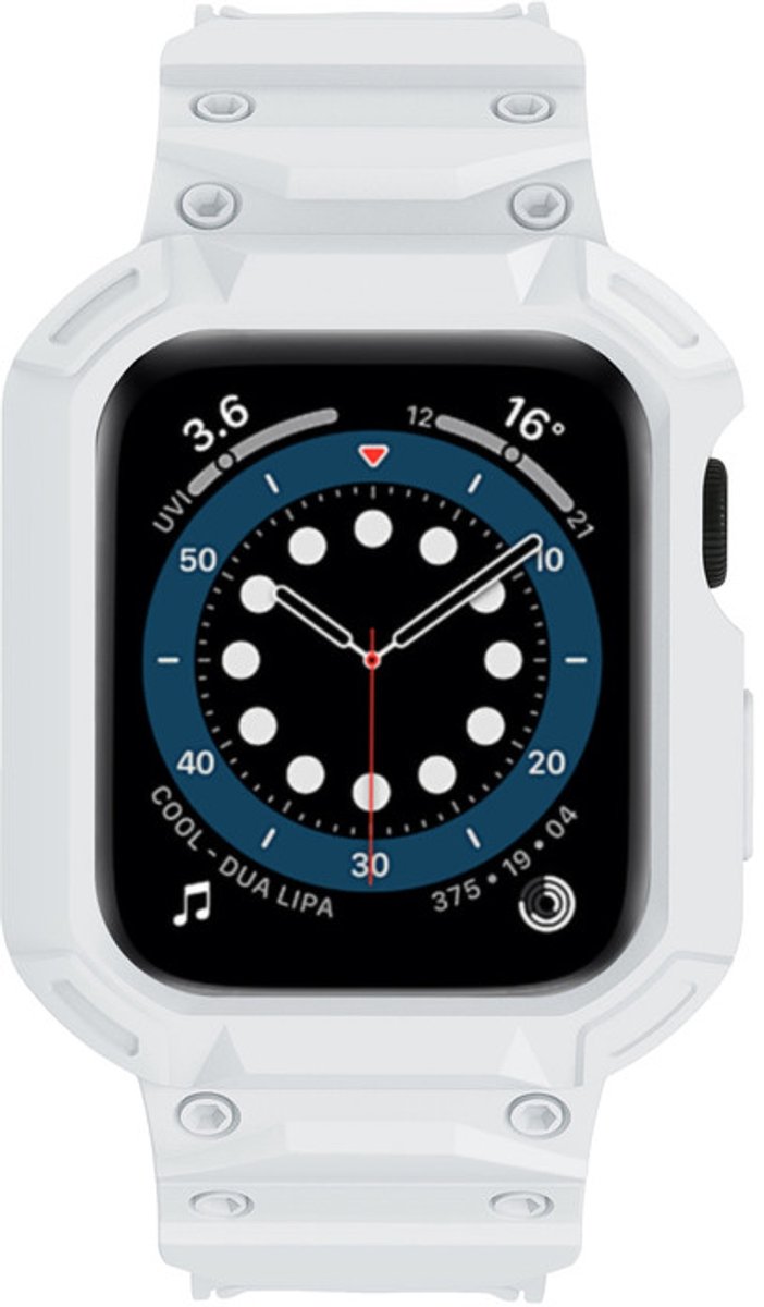 Siliconen bandje - met ingebouwde case - geschikt voor Apple Watch Series 10 (42 mm) - wit