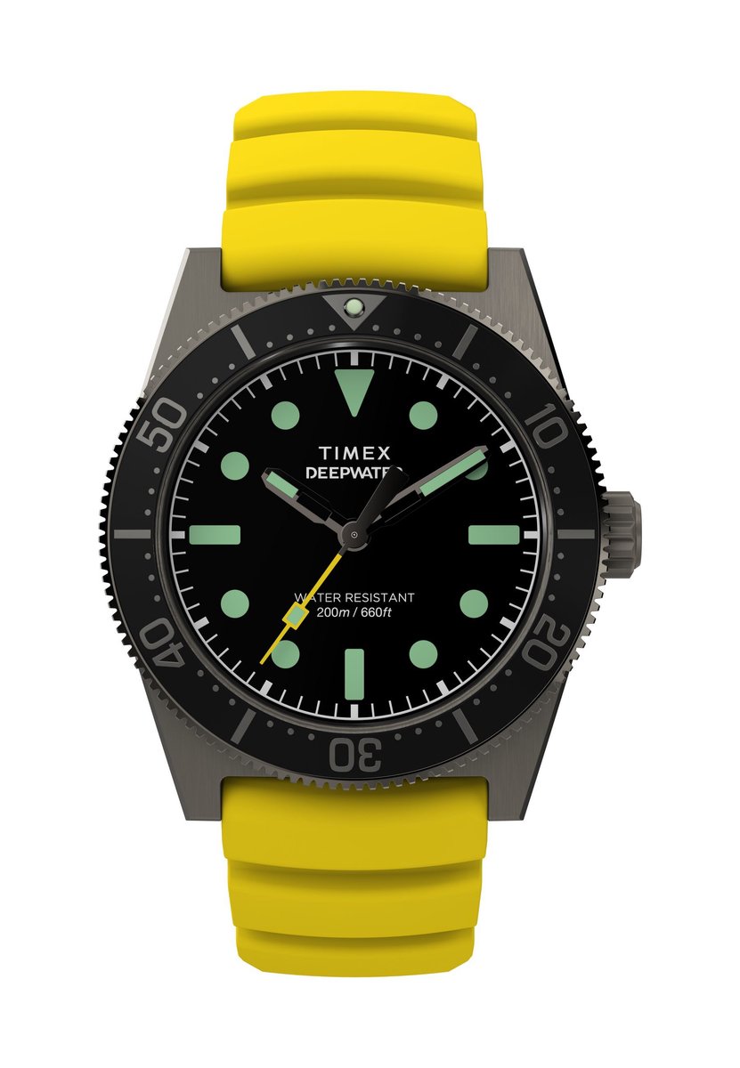 Timex Deepwater Reef 200 Kwarts Analoog Horloge Geel Case: 100% Stainless Steel | Armband: 100% Rubber 40 TW2W74800AJ