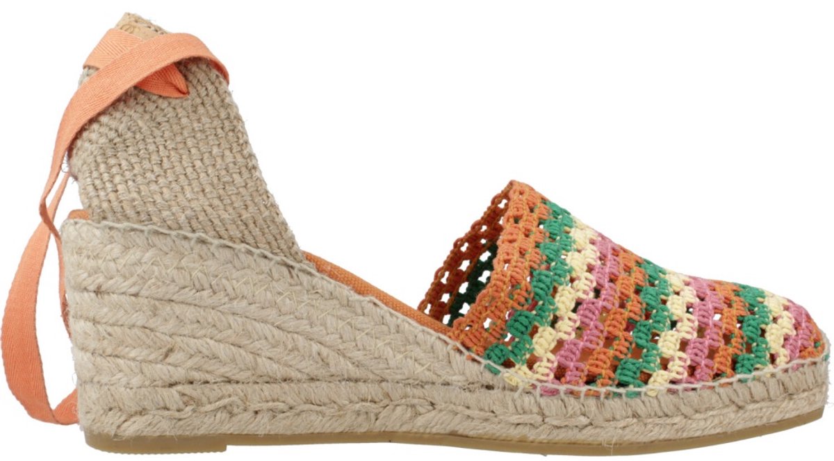 Espadrille met sleehak voor dames in veelkleurig gehaakt patroon | GEORGINA