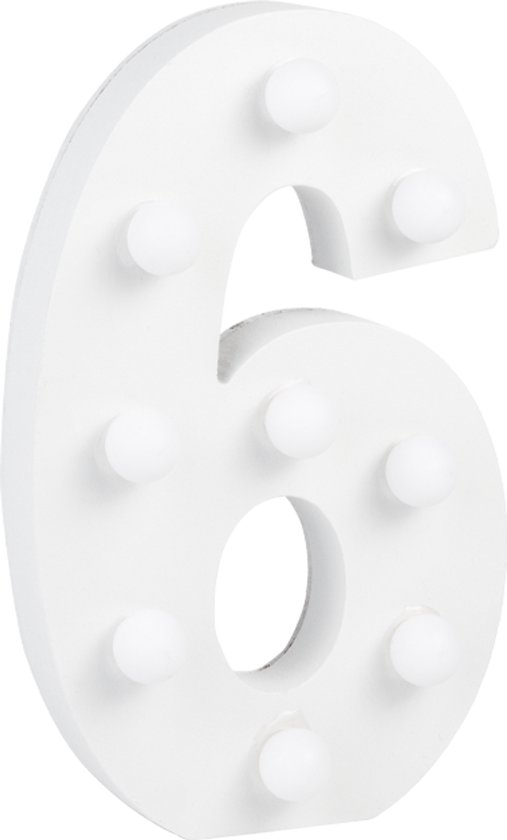 Verlichting | LED Letter | Cijfer 6 | Afmeting: 16x11cm