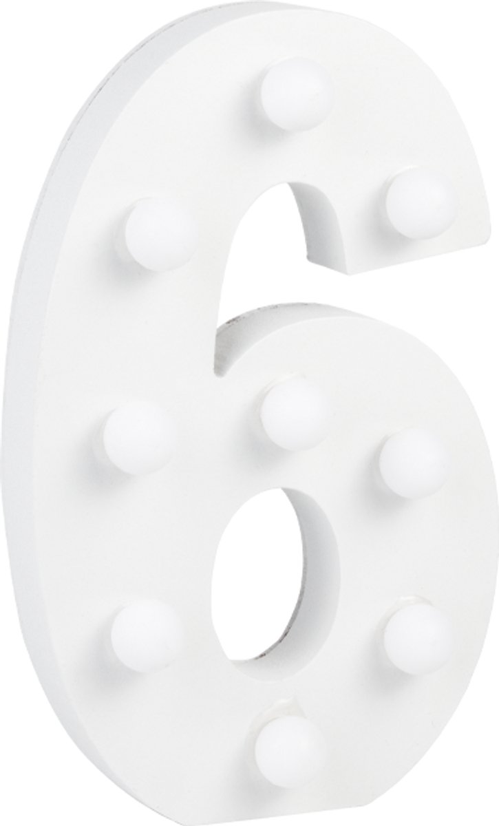 Paper dreams Verlichting | LED Letter | Cijfer 6 | Afmeting: 16x11cm Wit