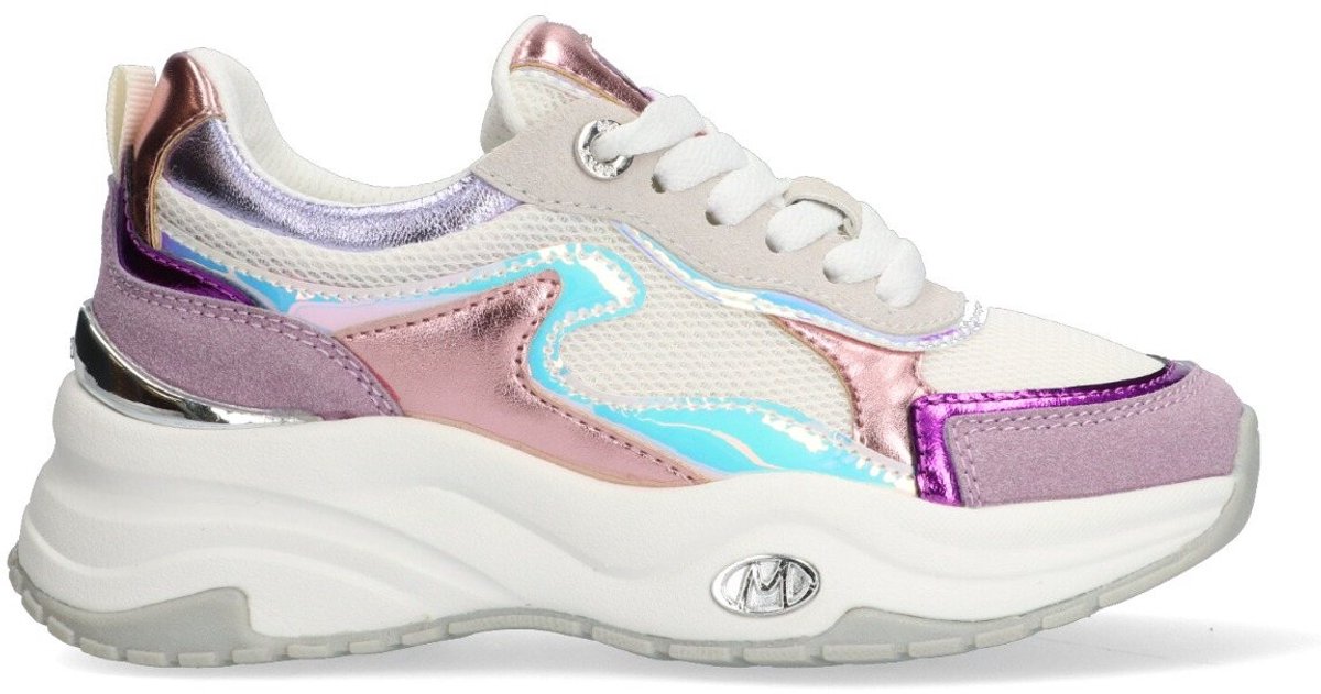 MEXX Kids XX825100-777 Meisjes Lage Sneakers - Paars/Blauw/Wit - Leer - Veters