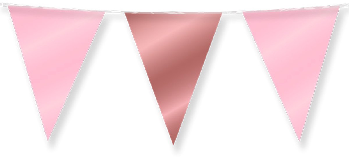 Dubbelzijdige vlaggenlijn | Set á 3 stuks | Lengte: 10 meter | Kleur: Roze | Rosé goud