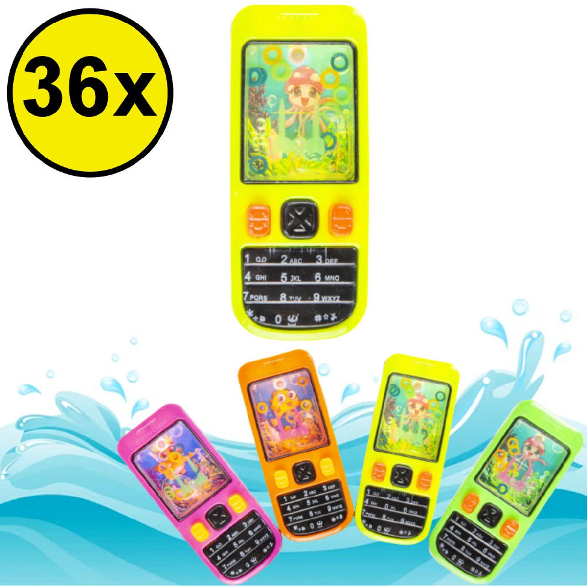 Decopatent 36 STUKS Waterspel GSM / Telefoons - Uitdeelcadeaus - Traktatie Uitdeelcadeautjes voor kinderen - Grabbelton - School - Kinderfeestje - Klein Speelgoed Trakteren - Grabbelton Traktaties Cadeautjes
