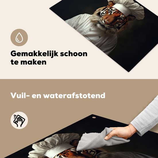 KitchenYeah® Protection plaque induction 91.6x52.7 cm - Tigre - Vêtements de cuisine - Marron - Animal - Protege plaque de cuisson - Couvre plaque induction - Protecteur d'induction - Cuisine