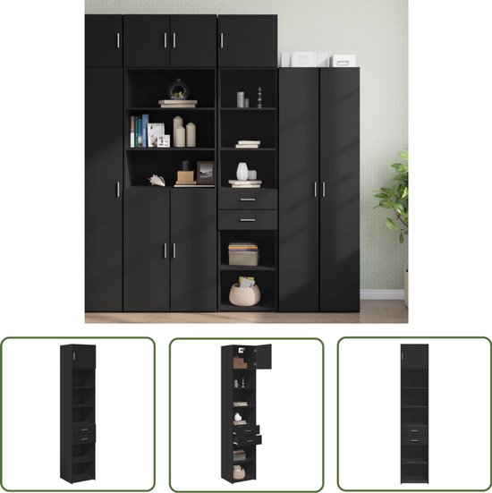 Dressoir 45x42,5x93 cm bewerkt hout zwart | -nl