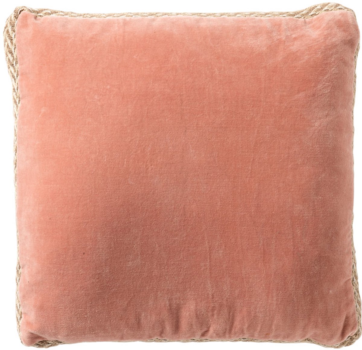 Dutch Decor MANOE - sierkussen 45x45 cm - effen kleur - jute rand - Muted Clay - roze - Inclusief binnenkussen - Luxe kussens voor woonkamer & bank
