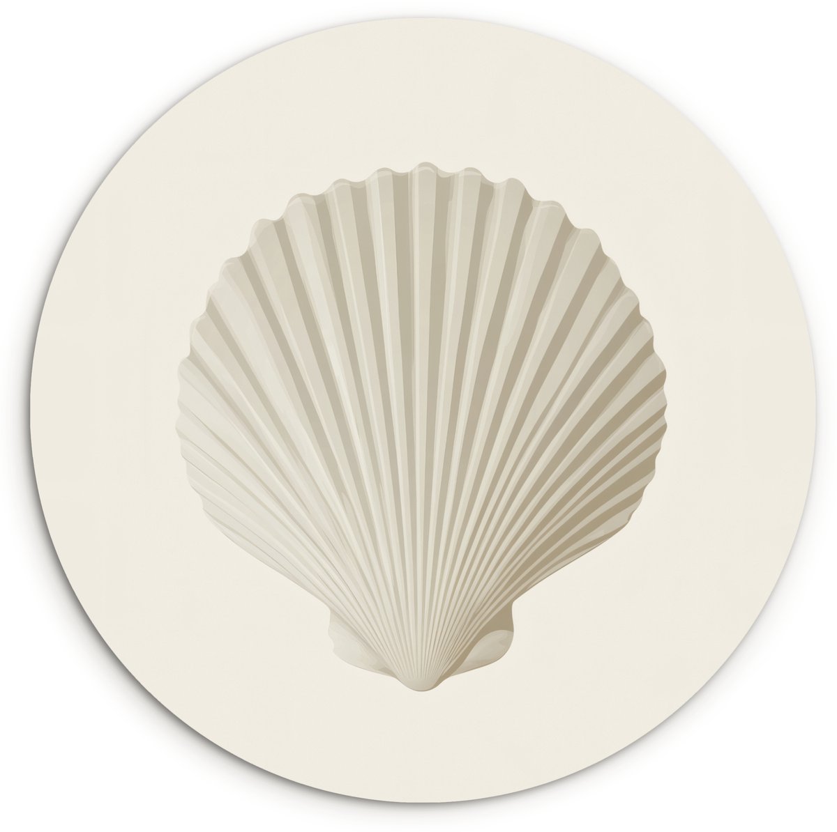 WallCircle Wandcirkel 140x140 cm - Muurcirkel Schelp - Minimalistisch - Wit - Muurdecoratie woonkamer - Wanddecoratie slaapkamer - Kamer decoratie accessoires - Ronde schilderijen