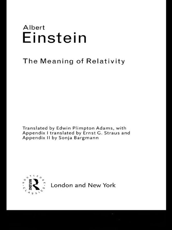 Routledge Classics - The Meaning of Relativity - cover
