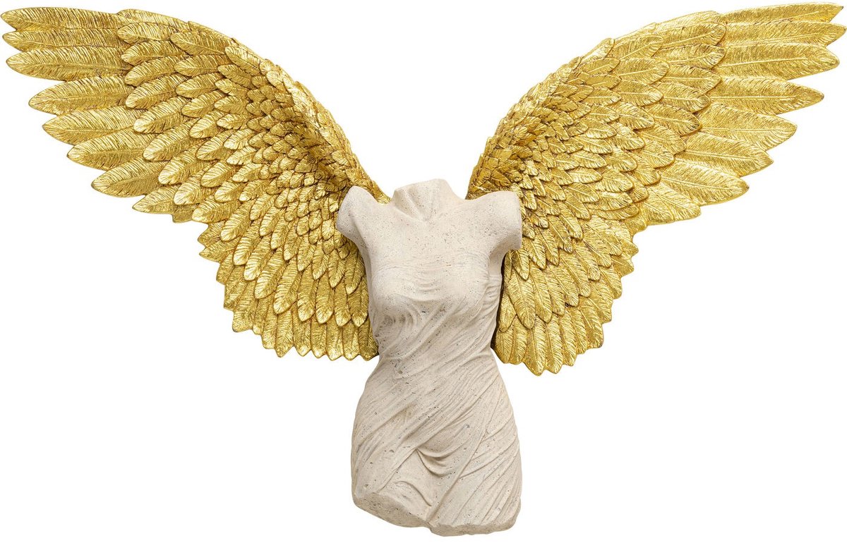 Wanddecoratie Vrouw Buste Gouden Vleugels 124x71cm Kare Design