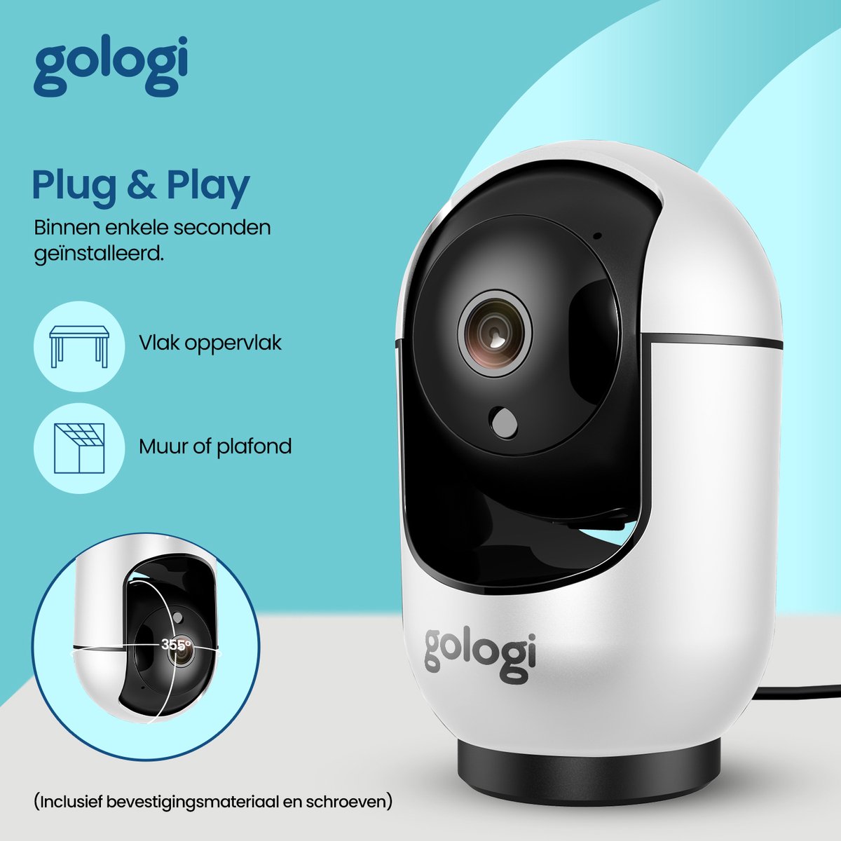Gologi Beveiligingscamera 2K Huisdiercamera met App - afbeelding 2