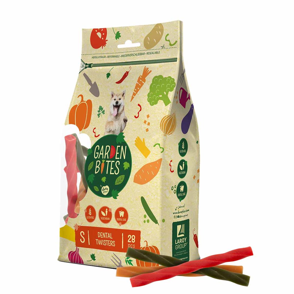 duvoplus Garden Bites - Dental Twisters Hondensnacks - Hondensnoepjes - Vegetarisch & Glutenvrij - Small 28st