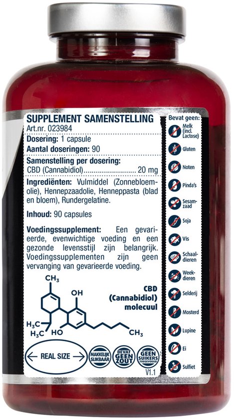 Lucovitaal CBD capsules 20 milligram Supplement - 90 capsules