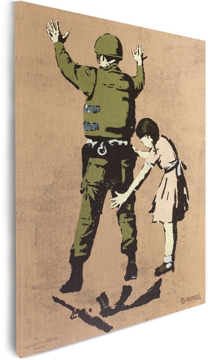 Banksy Graffiti - Canvas Schilderij 48x67,5cm - Schilderijen Woonkamer