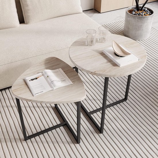 Ronde Salontafel Set Van 2 Stapelbare Bijzettafels Voor Kleine ronde-salontafel-set-van-2-stapelbare-bijzettafels-voor-kleine