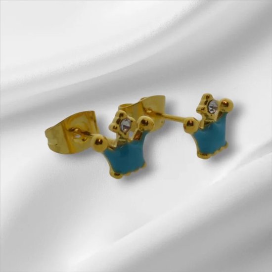 Aramat Jewels Oorbellen Stalen Emaille Oorbellen Kroontje Met aramat-jewels-oorbellen-stalen-emaille-oorbellen-kroontje-met